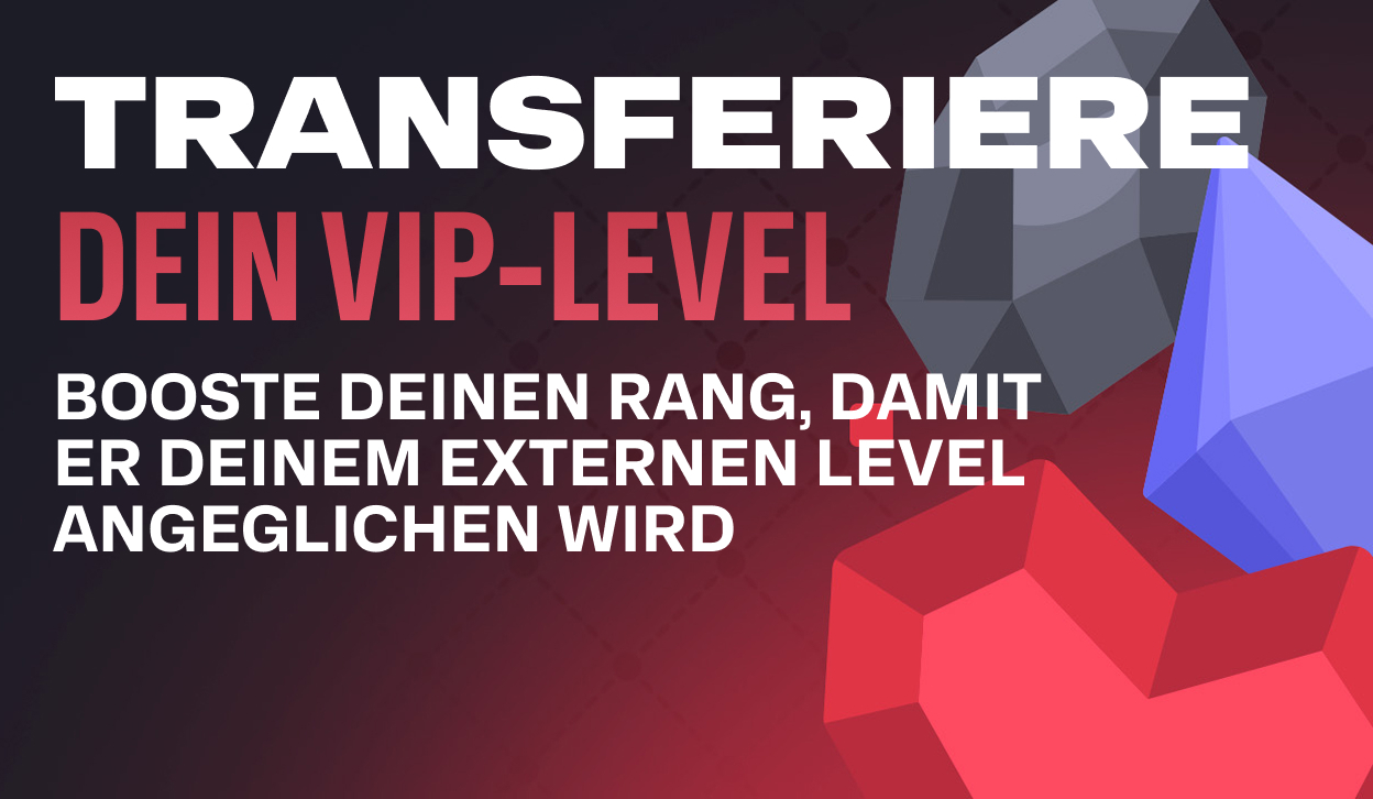 Razed Casino VIP Transfer promotional banner featuring the text 'Transfer Your VIP Level' and 'Boost your rank to match your external level!' with stylized gemstone graphics.