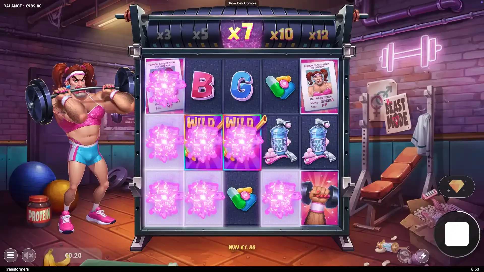 image of the gameplay of the slot Transformers from Wicked Games